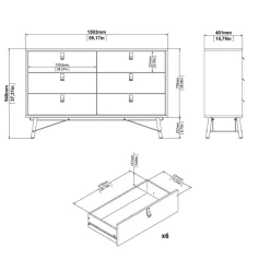 Opbergkasten< Ladekast Denver Eiken - 150x95x40 cm