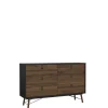 Opbergkasten< Ladekast Denver Zwart / Walnoot - 150x95x40 cm