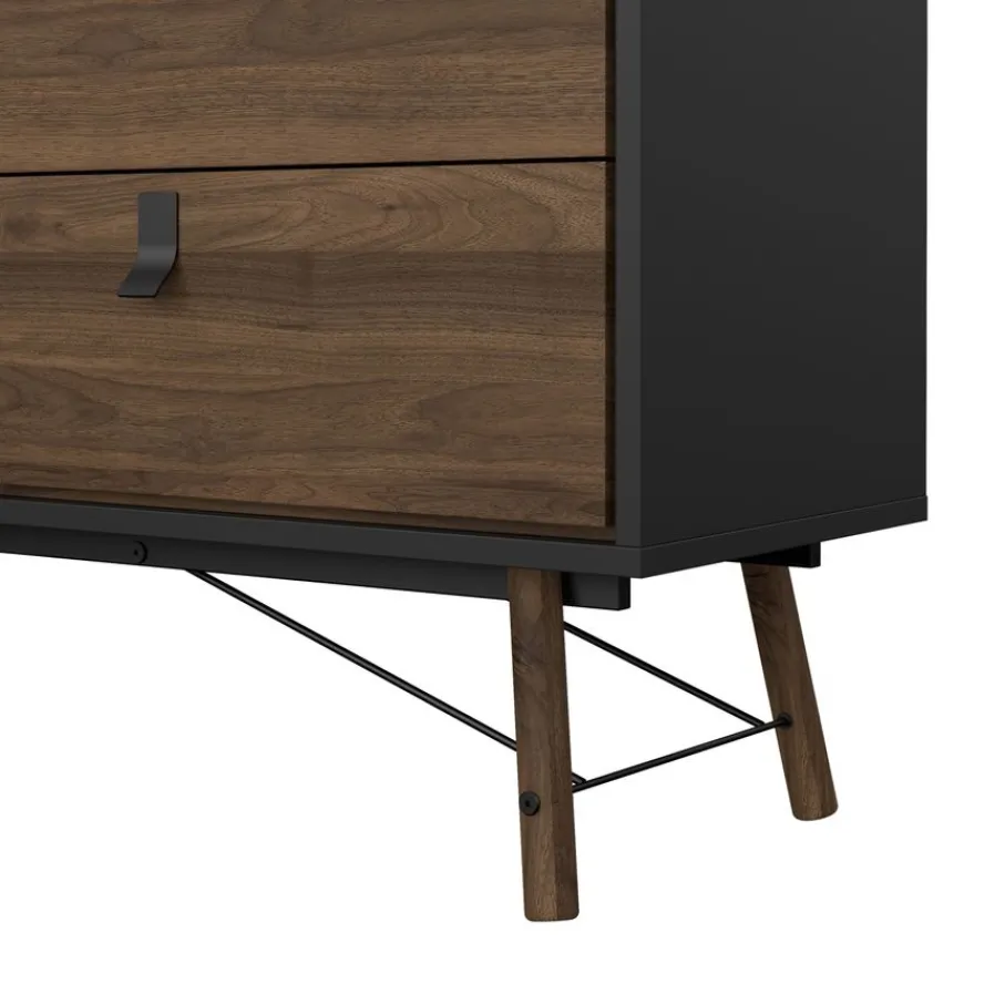 Opbergkasten< Ladekast Denver Zwart / Walnoot - 150x95x40 cm