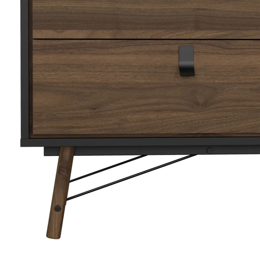 Opbergkasten< Ladekast Denver Zwart / Walnoot - 150x95x40 cm