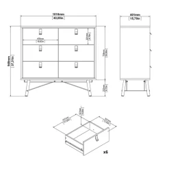 Opbergkasten< Ladekast Denver Zwart / Walnoot - 102x95x40 cm