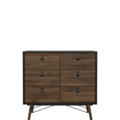 Opbergkasten< Ladekast Denver Zwart / Walnoot - 102x95x40 cm