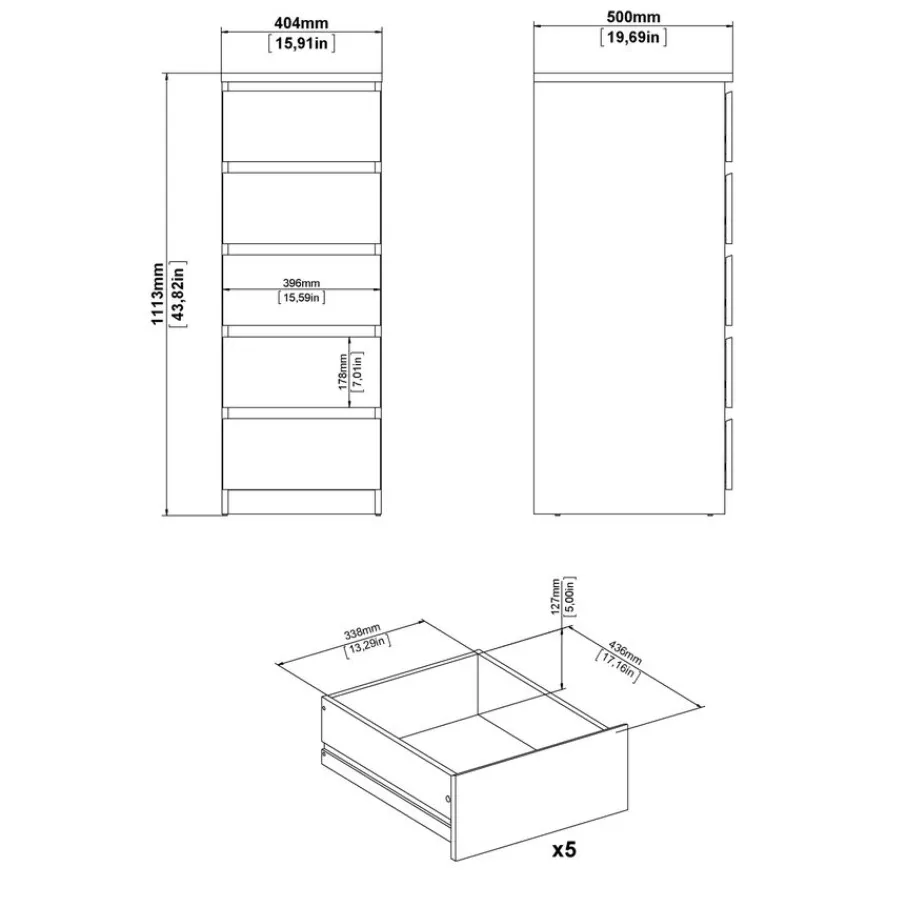 Opbergkasten< Ladekast Luna Hoogglans Wit - 41x112x50 cm