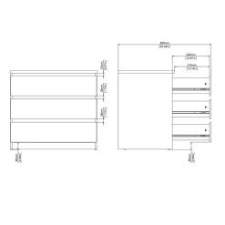 Opbergkasten< Ladekast Luna Hoogglans Wit - 77x71x50 cm