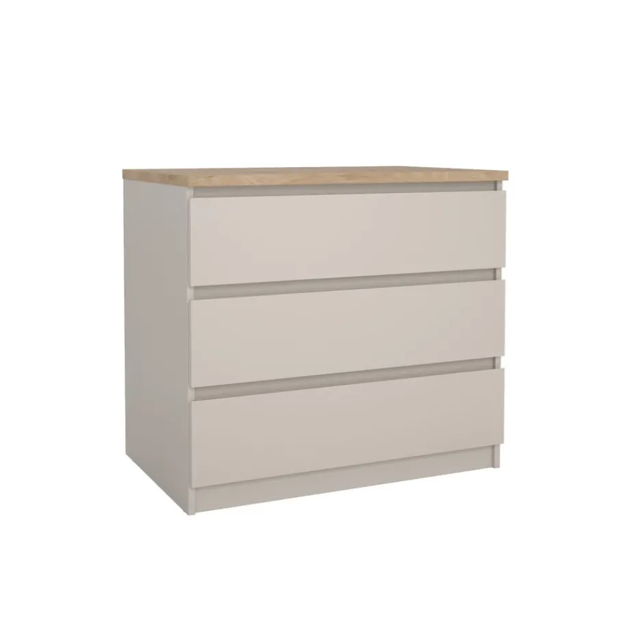 Ladekasten< Ladekast Luna Taupe / Eiken - 77x71x50 cm