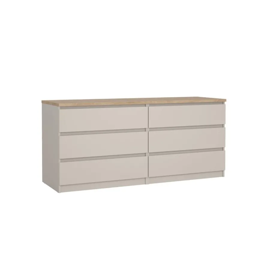 Opbergkasten< Ladekast Luna Taupe / Eiken - 154x71x50 cm