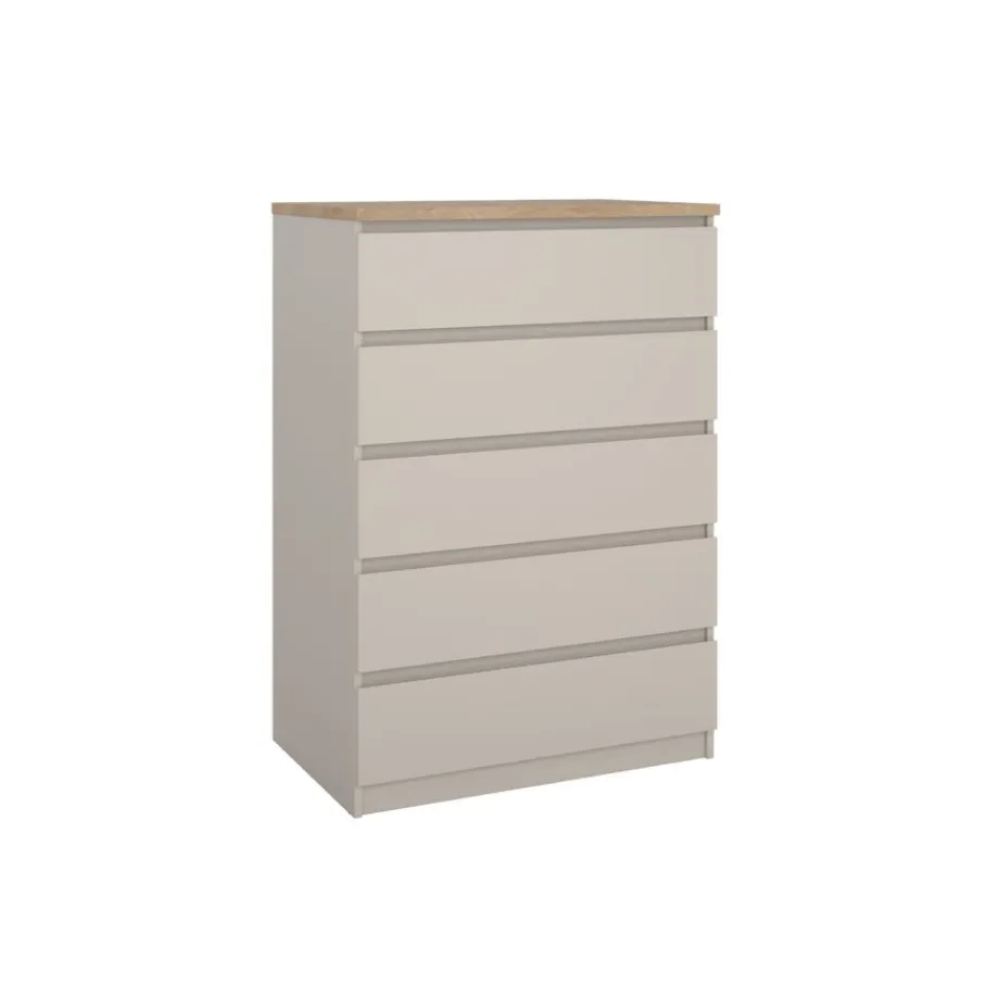 Opbergkasten< Ladekast Luna Taupe / Eiken - 77x112x50 cm