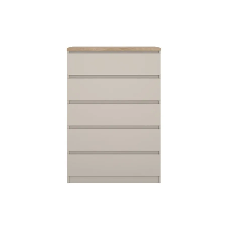 Opbergkasten< Ladekast Luna Taupe / Eiken - 77x112x50 cm