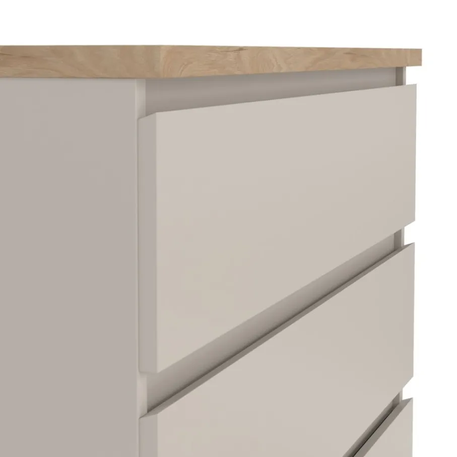 Opbergkasten< Ladekast Luna Taupe / Eiken - 77x112x50 cm