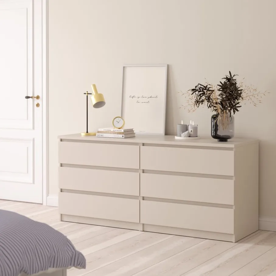 Opbergkasten< Ladekast Luna Taupe - 154x71x50 cm