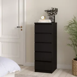 Opbergkasten< Ladekast Luna Zwart - 41x112x50 cm