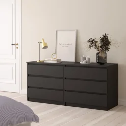 Opbergkasten< Ladekast Luna Zwart - 154x71x50 cm