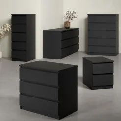 Opbergkasten< Ladekast Luna Zwart - 77x71x50 cm