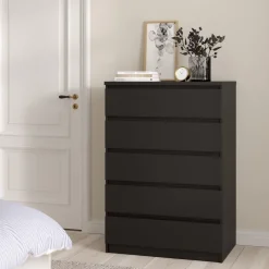 Opbergkasten< Ladekast Luna Zwart - 77x112x50 cm