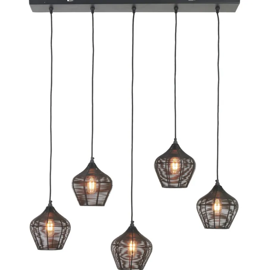 Hanglampen<Light - Living Light & Living Hanglamp Alvaro Zwart - 5 x E27 - 100 cm breed