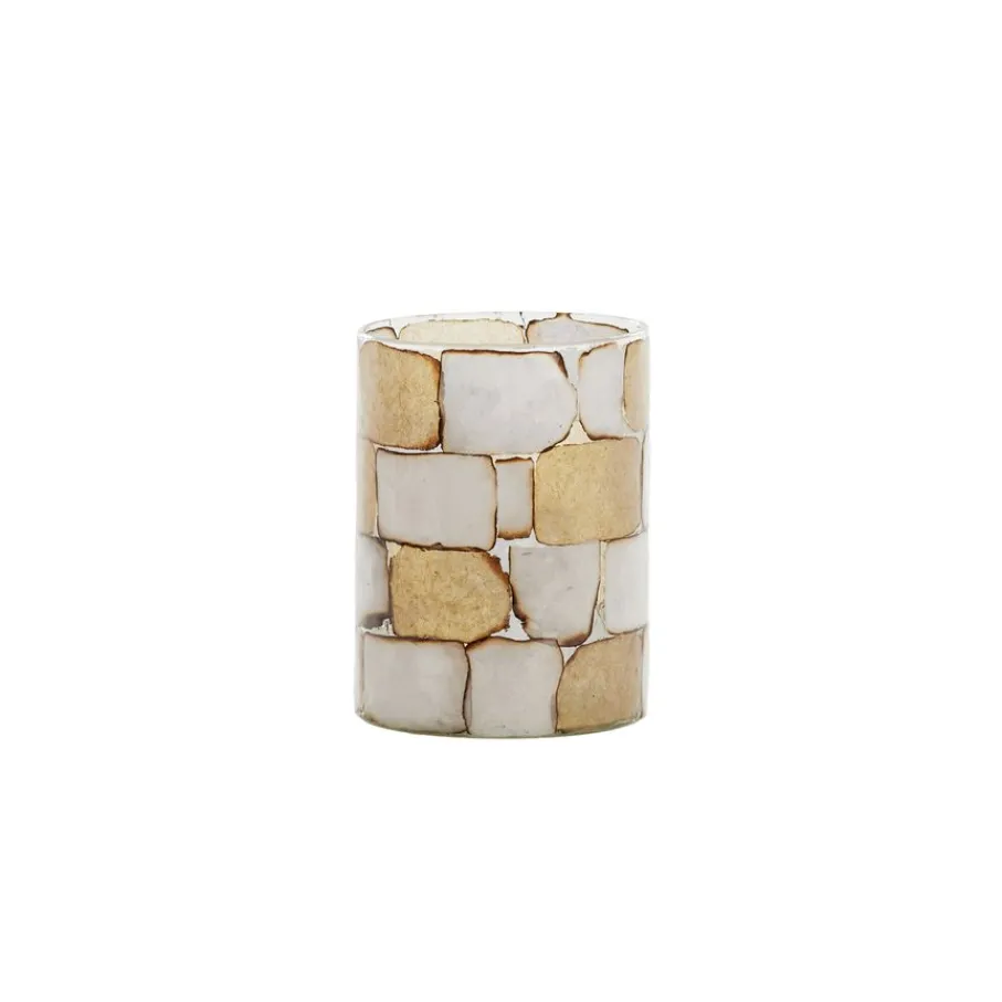 Kaarsen & Kandelaars<Light - Living Light & Living Sfeerlicht Dronero Wit/Bruin - 13 cm hoog
