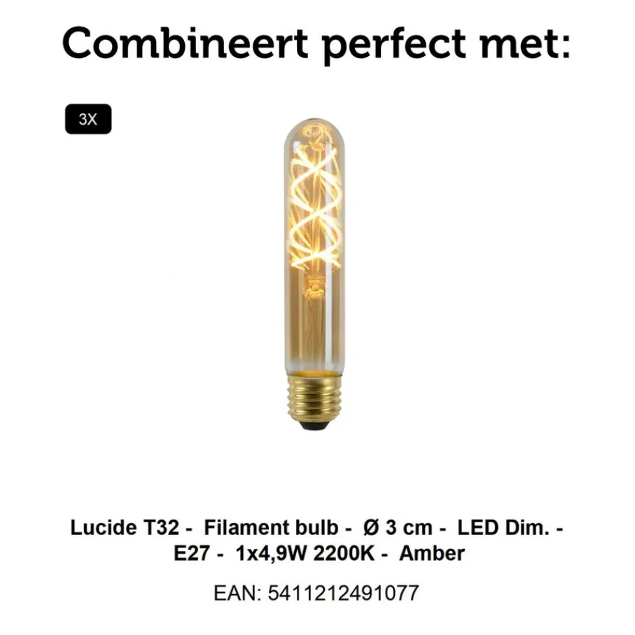 Hanglampen<Lucide Hanglamp Corina Zwart - 3 x E27 - 90 cm breed