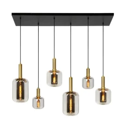 Hanglampen<Lucide Hanglamp Joanet Zwart - 6 x E27 - 132 cm breed