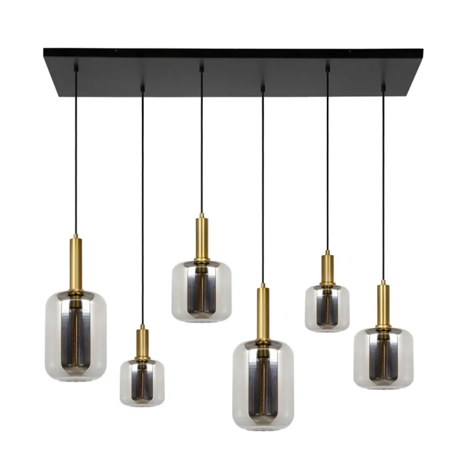 Hanglampen<Lucide Hanglamp Joanet Zwart - 6 x E27 - 132 cm breed
