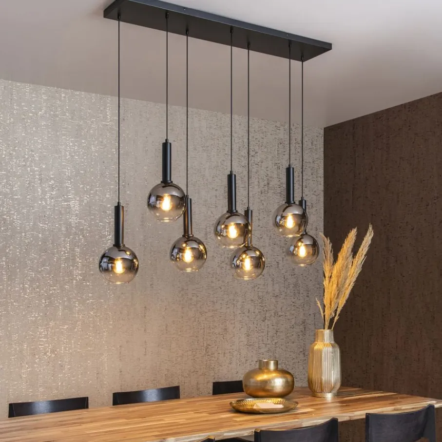 Hanglampen<Lucide Hanglamp Marius Zwart - 7 x E27 - 130 cm breed