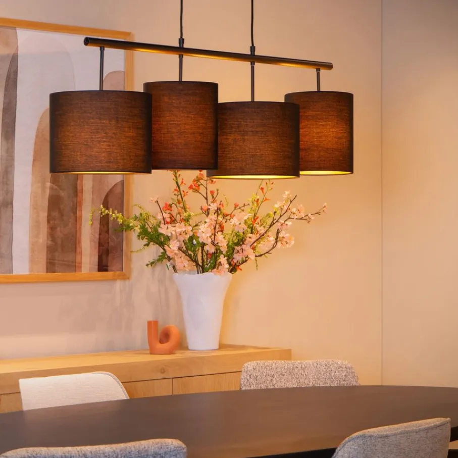 Hanglampen<Lucide Hanglamp Maya Zwart - 4 x E27 - 107 cm breed