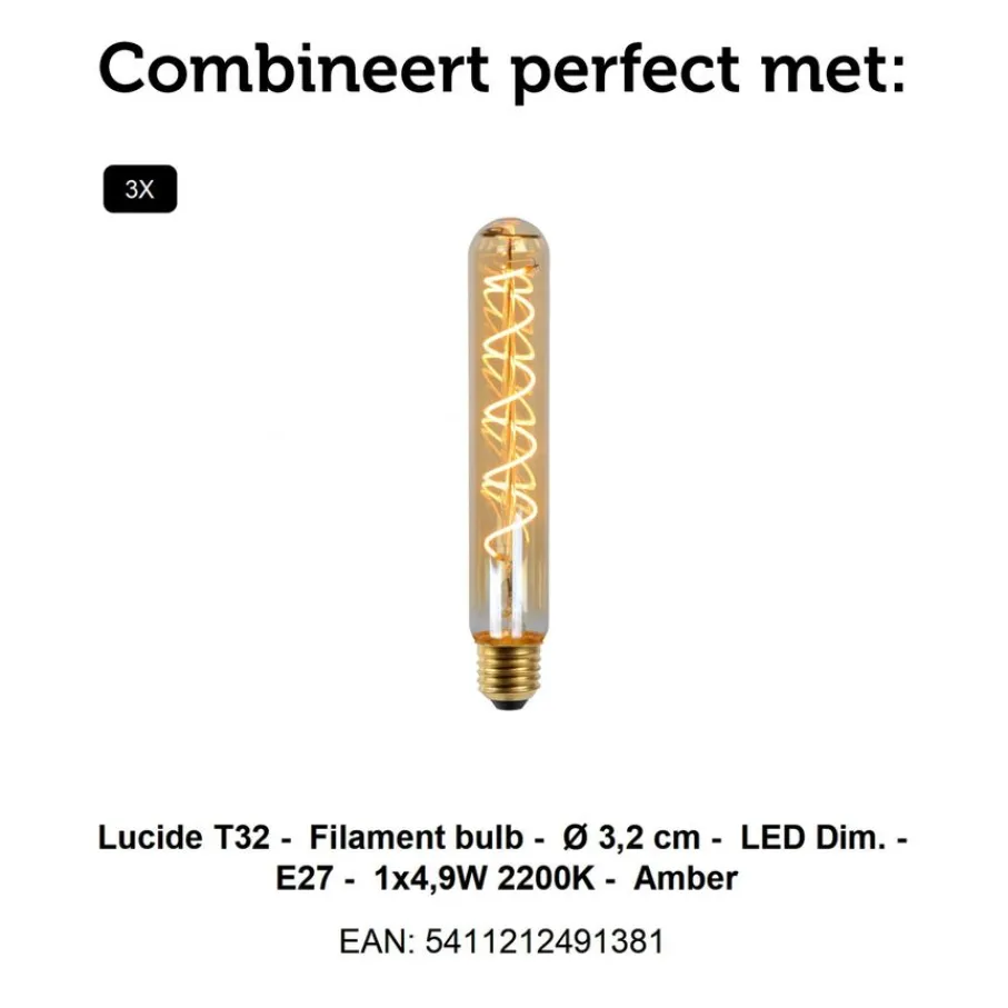 Hanglampen<Lucide Hanglamp Rafal Grijs - 3 x E27 - Ø 50 cm