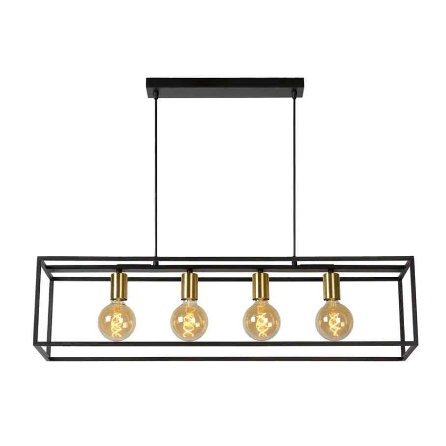 Hanglampen<Lucide Hanglamp Ruben Zwart - 4 x E27 - 92 cm breed