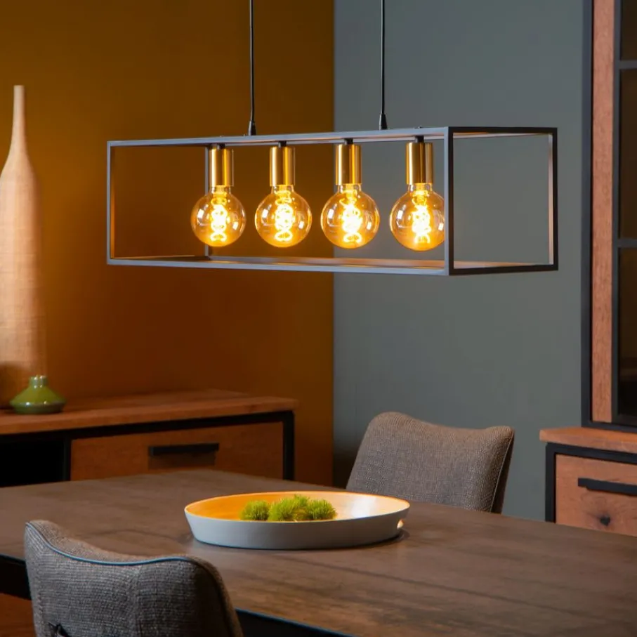 Hanglampen<Lucide Hanglamp Ruben Zwart - 4 x E27 - 92 cm breed