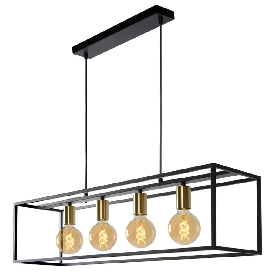 Hanglampen<Lucide Hanglamp Ruben Zwart - 4 x E27 - 92 cm breed