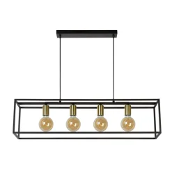 Hanglampen<Lucide Hanglamp Ruben Zwart - 4 x E27 - 92 cm breed
