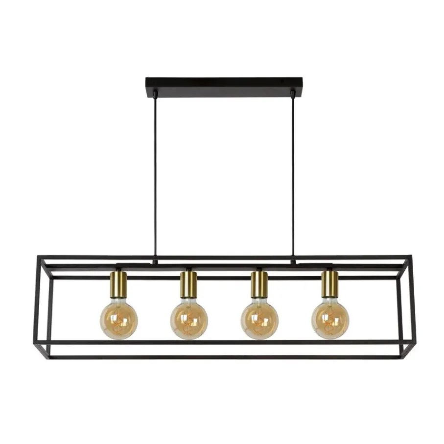 Hanglampen<Lucide Hanglamp Ruben Zwart - 4 x E27 - 92 cm breed