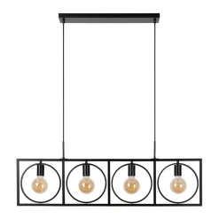 Hanglampen<Lucide Hanglamp Suus Zwart - 4 x E27 - 108 cm breed