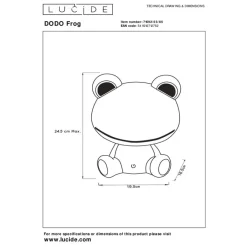 Kinderlampen<Lucide Oplaadbare Kinderlamp Dodo Frog Groen - LED - 25 cm hoog