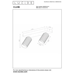 Spots<Lucide Plafondspot Clubs Wit - 2 x GU10 - 31x9 cm