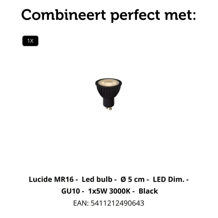 Spots<Lucide Plafondspot Clubs Zwart - GU10 - Ø 10 cm