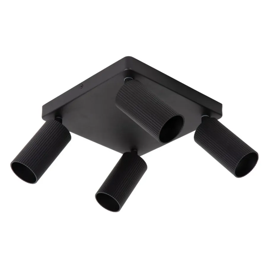 Spots<Lucide Plafondspot Clubs Zwart - 4 x GU10 - 24x24 cm