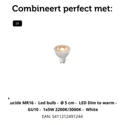 Spots<Lucide Plafondspot Punch Wit - 2 x GU10 - 26 cm breed