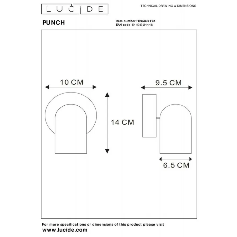Spots<Lucide Plafondspot Punch Wit - GU10 - Ø 10 cm