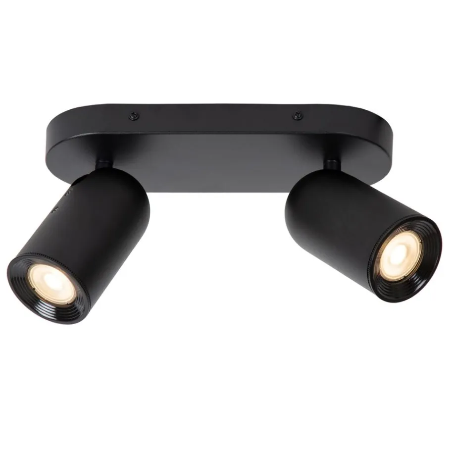 Spots<Lucide Plafondspot Punch Zwart - 2 x GU10 - 26 cm breed