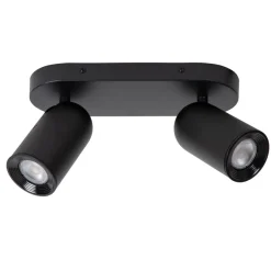 Spots<Lucide Plafondspot Punch Zwart - 2 x GU10 - 26 cm breed