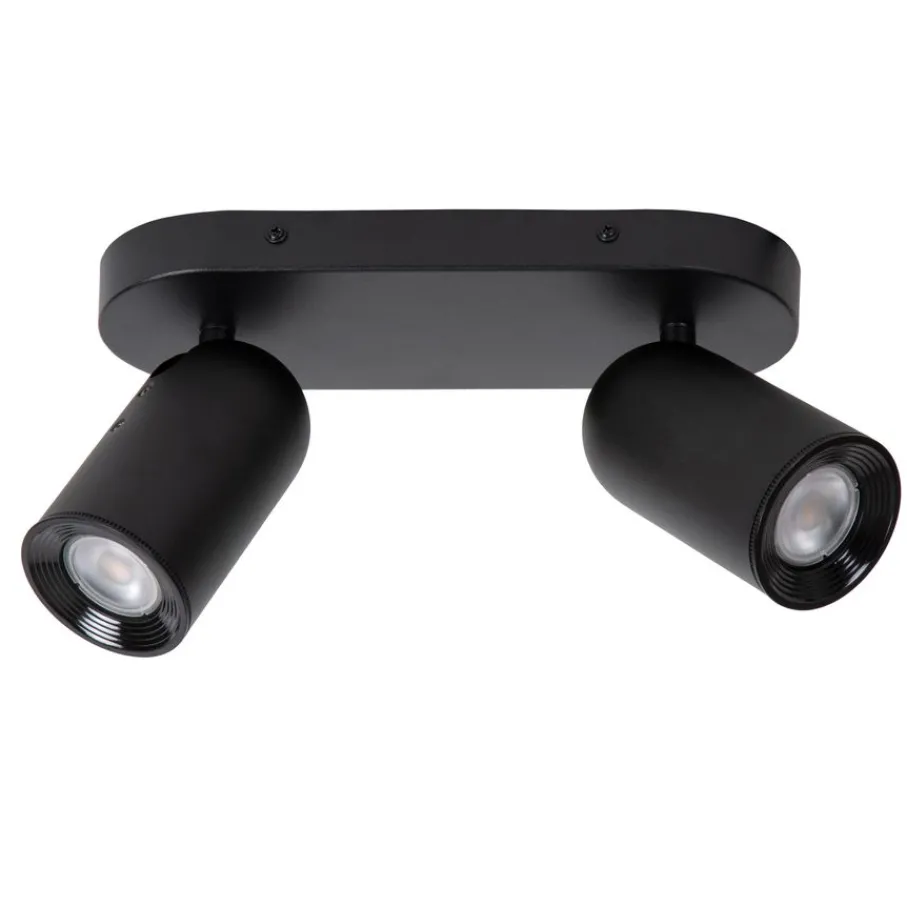 Spots<Lucide Plafondspot Punch Zwart - 2 x GU10 - 26 cm breed