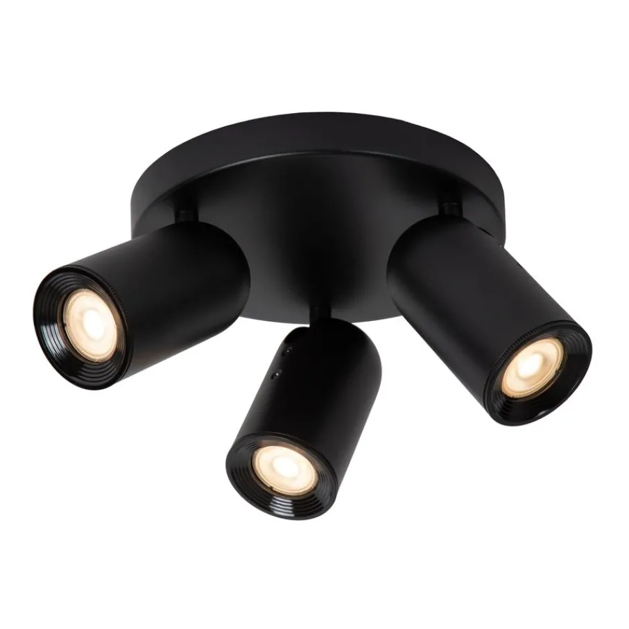 Spots<Lucide Plafondspot Punch Zwart - 3 x GU10 - Ø 21 xm