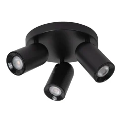 Spots<Lucide Plafondspot Punch Zwart - 3 x GU10 - Ø 21 xm