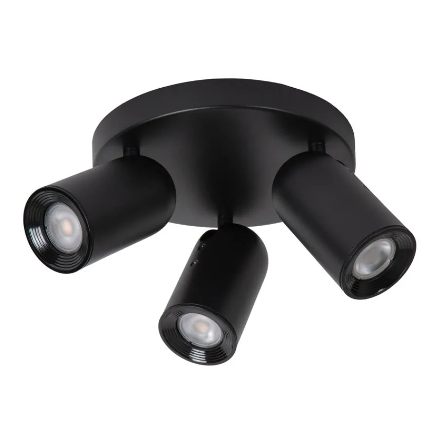 Spots<Lucide Plafondspot Punch Zwart - 3 x GU10 - Ø 21 xm