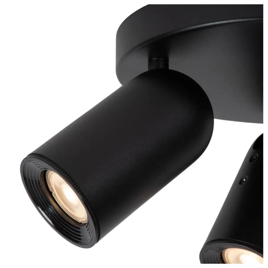 Spots<Lucide Plafondspot Punch Zwart - 3 x GU10 - Ø 21 xm