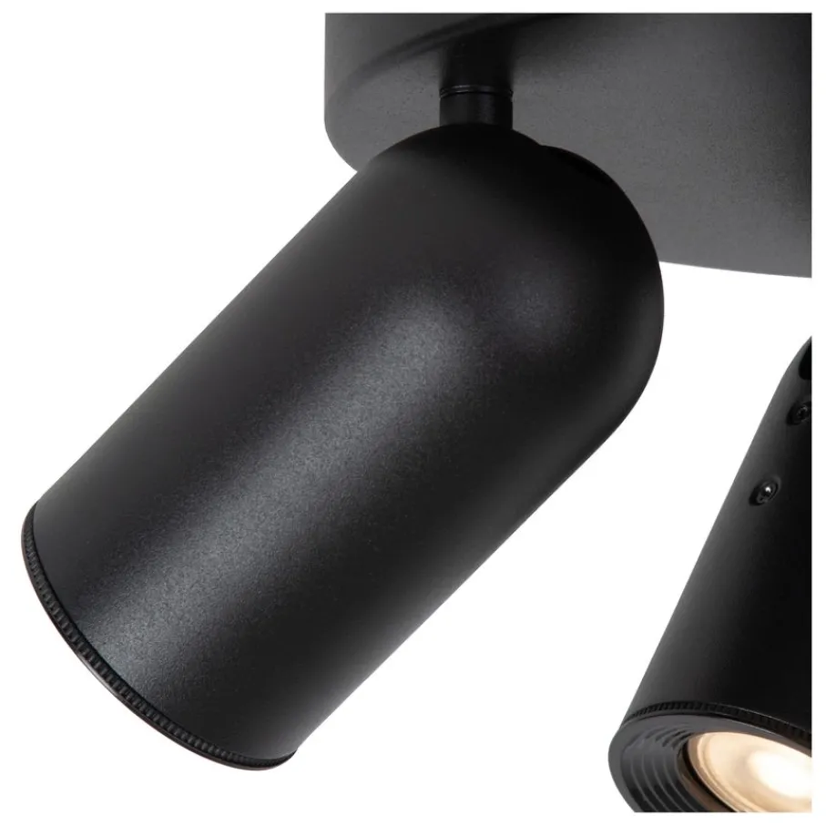 Spots<Lucide Plafondspot Punch Zwart - 3 x GU10 - Ø 21 xm
