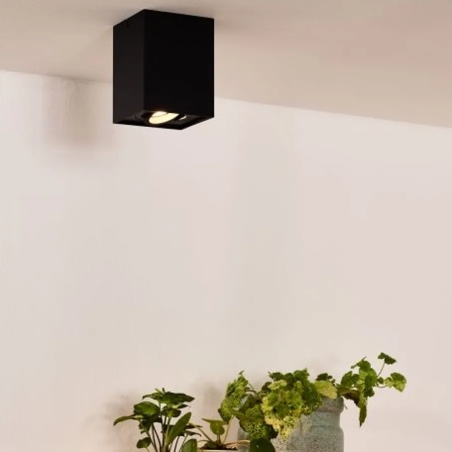 Spots<Lucide Plafondspot Tube Zwart - GU10 - 10x10 cm