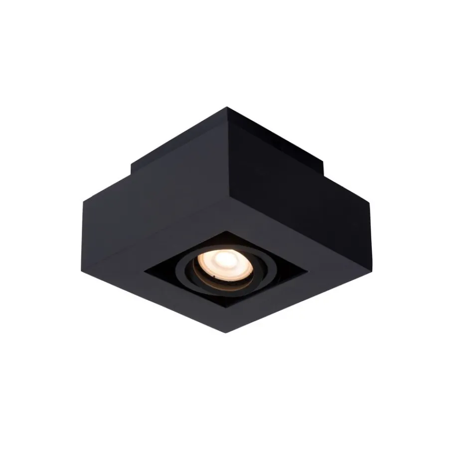 Spots<Lucide Plafondspot Xirax Zwart - GU10 - 14x14 cm