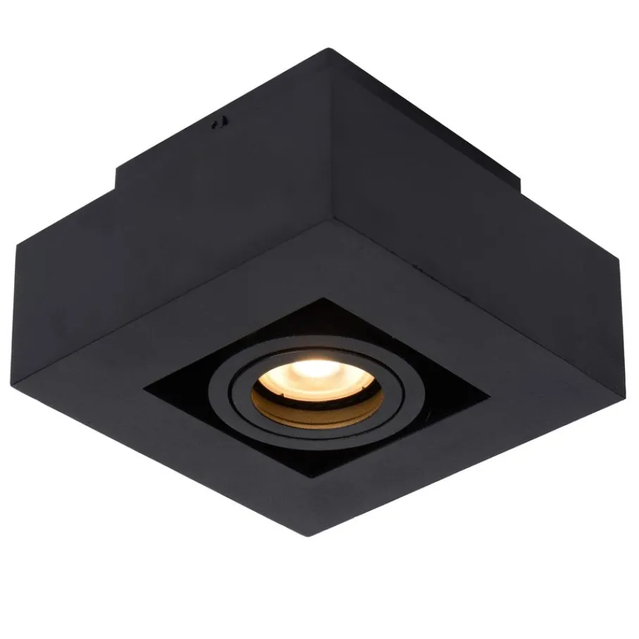 Spots<Lucide Plafondspot Xirax Zwart - GU10 - 14x14 cm