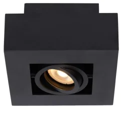 Spots<Lucide Plafondspot Xirax Zwart - GU10 - 14x14 cm